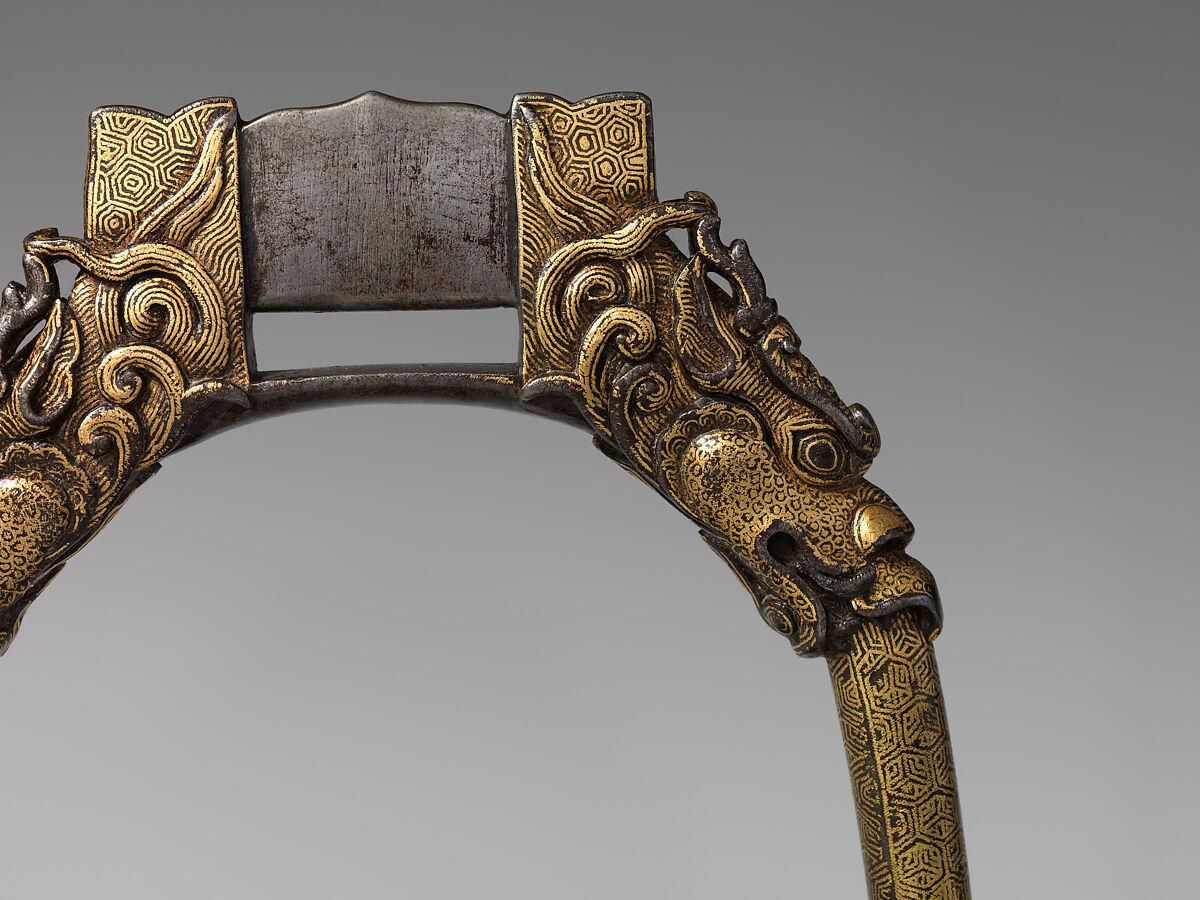 Pair of Stirrups (清    鉄鑊金馬鐙一副), Iron, gold, Chinese