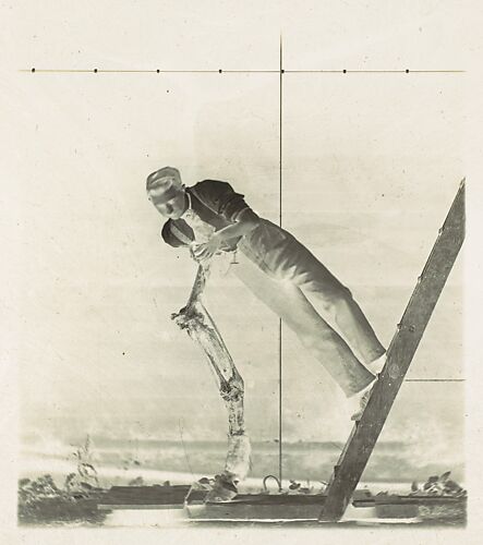 [Man on a Ladder with Disected Horse's Leg]