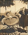 [Jane Beach Evans Pushing Walker Evans in Baby Carriage, Gratiot Beach, Michigan]