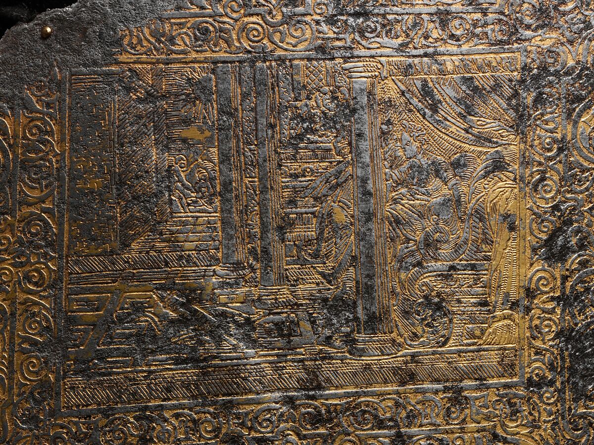 Cantle Plate, Steel, gold, German, Augsburg or Nuremberg