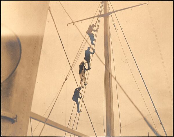 [South Seas: Four Men Climbing Cressida Mast], Walker Evans (American, St. Louis, Missouri 1903–1975 New Haven, Connecticut), Gelatin silver print 