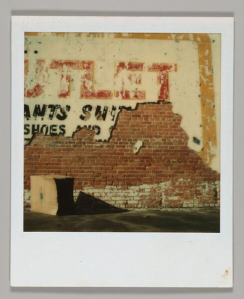 [Torn Clothing Store Poster, Alabama], Walker Evans (American, St. Louis, Missouri 1903–1975 New Haven, Connecticut), Instant internal dye diffusion transfer print (Polaroid SX-70) 