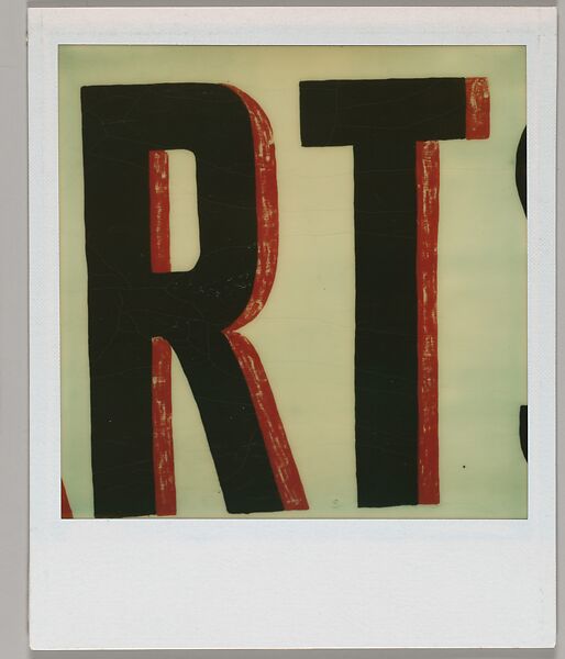 [Detail of Sign Lettering: "RT"], Walker Evans (American, St. Louis, Missouri 1903–1975 New Haven, Connecticut), Instant internal dye diffusion transfer print (Polaroid SX-70) 