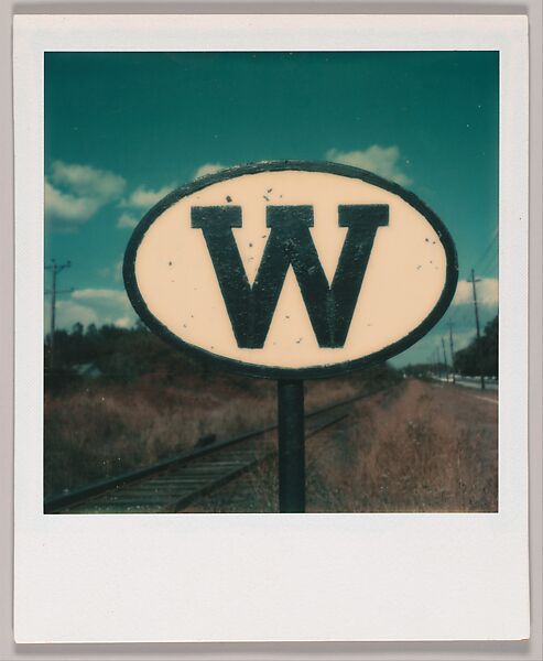 [Sign Near Train Tracks: "W"], Walker Evans (American, St. Louis, Missouri 1903–1975 New Haven, Connecticut), Instant internal dye diffusion transfer print (Polaroid SX-70) 