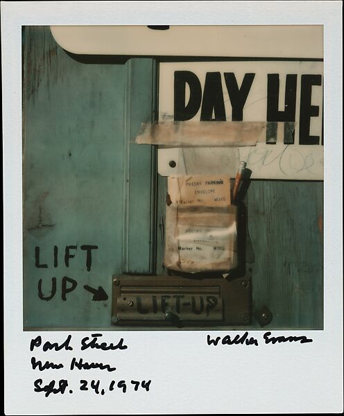 [Detail of Parking Lot Office Door], Walker Evans (American, St. Louis, Missouri 1903–1975 New Haven, Connecticut), Instant internal dye diffusion transfer print (Polaroid SX-70) 