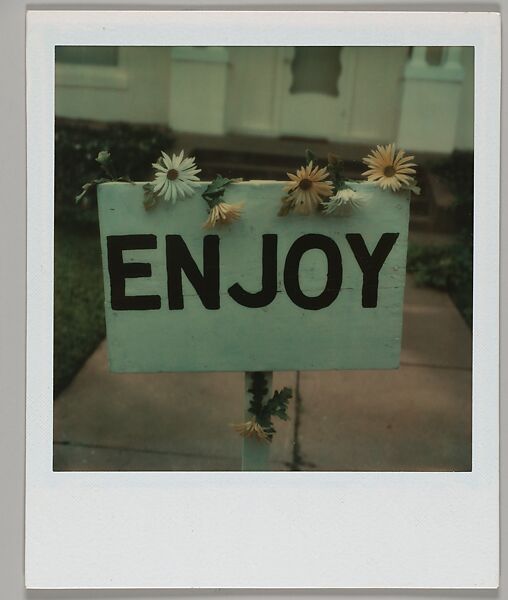 [Wooden Sign Lettering: "ENJOY"], Walker Evans (American, St. Louis, Missouri 1903–1975 New Haven, Connecticut), Instant internal dye diffusion transfer print (Polaroid SX-70) 