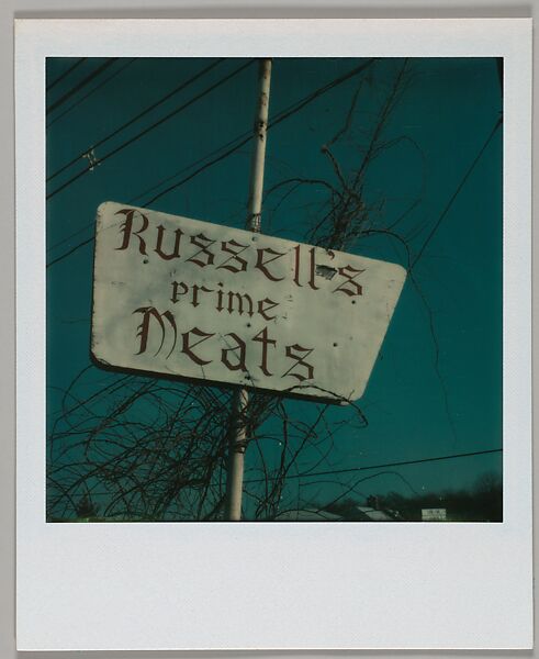 [Roadside Sign: "RUSSELL'S PRIME MEATS"], Walker Evans (American, St. Louis, Missouri 1903–1975 New Haven, Connecticut), Instant internal dye diffusion transfer print (Polaroid SX-70) 