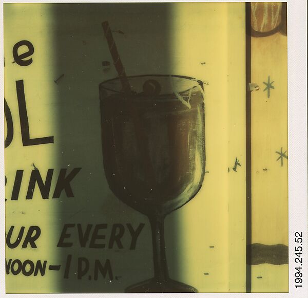 [Detail of Painted Advertisement for The Marquezette Lounge, Marigot, French West Indies], Walker Evans (American, St. Louis, Missouri 1903–1975 New Haven, Connecticut), Instant internal dye diffusion transfer print (Polaroid SX-70) 