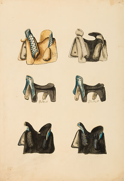 Copies After the "Inventario Illuminado", the Pictorial Inventory of Arms and Armor of Emperor Charles V., Pencil, black ink, watercolor, paper, possibly British