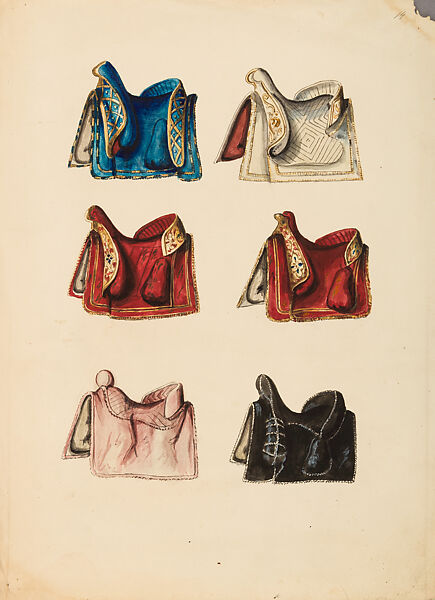 Copies After the "Inventario Illuminado", the Pictorial Inventory of Arms and Armor of Emperor Charles V., Pencil, black ink, watercolor, paper, possibly British