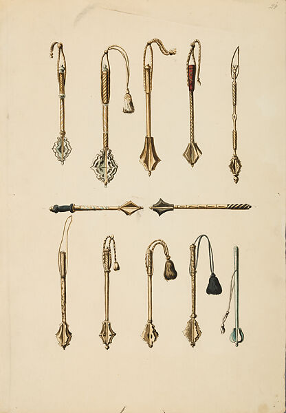 Copies After the "Inventario Illuminado", the Pictorial Inventory of Arms and Armor of Emperor Charles V., Pencil, black ink, watercolor, paper, possibly British