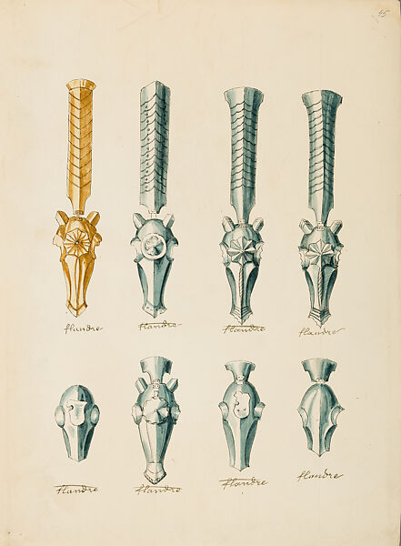Copies After the "Inventario Illuminado", the Pictorial Inventory of Arms and Armor of Emperor Charles V., Pencil, black ink, watercolor, paper, possibly British