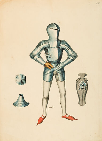 Copies After the "Inventario Illuminado", the Pictorial Inventory of Arms and Armor of Emperor Charles V., Pencil, black ink, watercolor, paper, possibly British