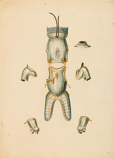 Copies After the "Inventario Illuminado", the Pictorial Inventory of Arms and Armor of Emperor Charles V., Pencil, black ink, watercolor, paper, possibly British
