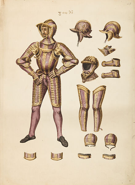 Copies After the "Inventario Illuminado", the Pictorial Inventory of Arms and Armor of Emperor Charles V., Pencil, black ink, watercolor, paper, possibly British