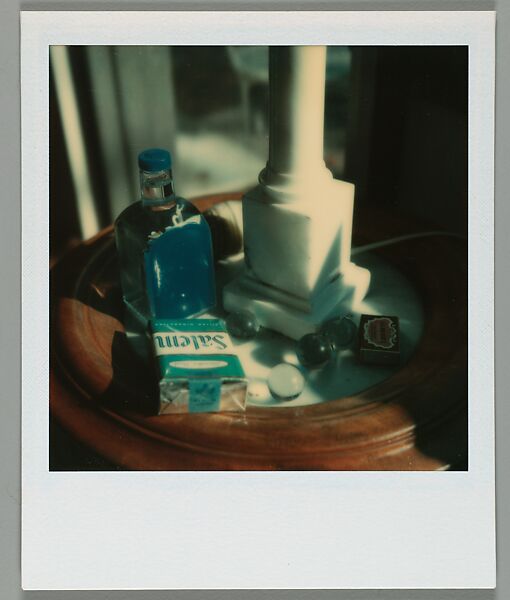 [Arrangement of Objects on Table: Cigarettes, Marbles, Matches], Walker Evans (American, St. Louis, Missouri 1903–1975 New Haven, Connecticut), Instant internal dye diffusion transfer print (Polaroid SX-70) 