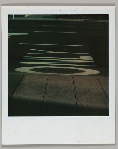 [View of Street Lettering and Arrows from Sidewalk], Walker Evans (American, St. Louis, Missouri 1903–1975 New Haven, Connecticut), Instant internal dye diffusion transfer print (Polaroid SX-70) 