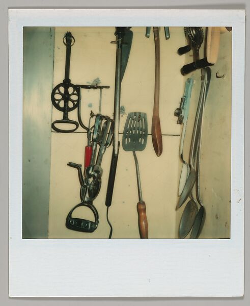 [Kitchen Utensils Hanging on Wall], Walker Evans (American, St. Louis, Missouri 1903–1975 New Haven, Connecticut), Instant internal dye diffusion transfer print (Polaroid SX-70) 