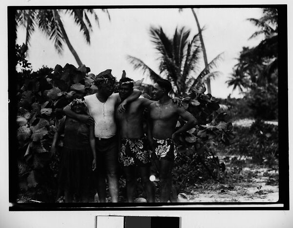 [South Seas: Cressida Sailor Posing for Portrait with Two Men in Sarongs and a Woman on Shore], Walker Evans (American, St. Louis, Missouri 1903–1975 New Haven, Connecticut), Film negative 