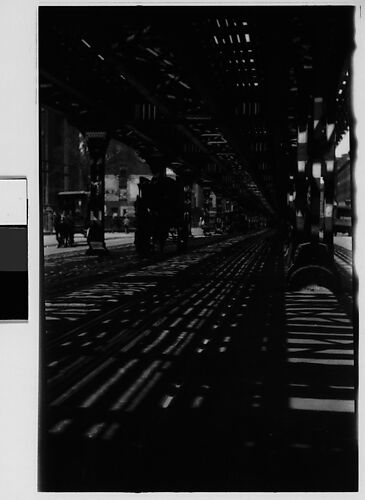 [Street Scene Beneath Elevated Train Tracks, New York City]