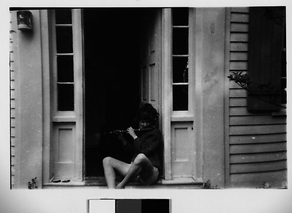 [Young Woman Seated in Doorway, Playing Flute], Walker Evans (American, St. Louis, Missouri 1903–1975 New Haven, Connecticut), Film negative 