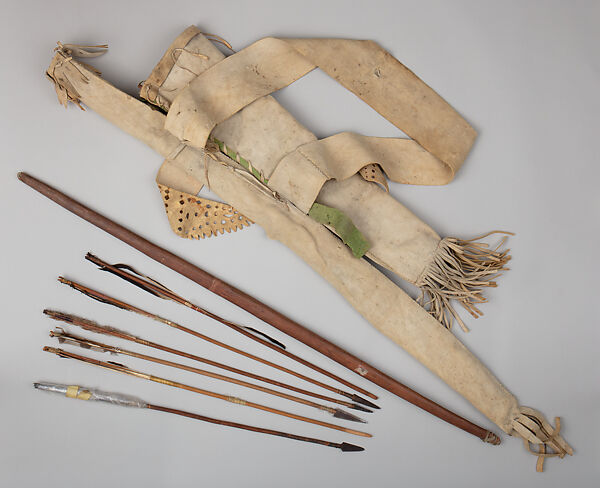 Bow and Arrows with Quiver and Bowcase, Iron, wood, leather, feathers, Native American, South West, Apache (?)