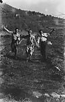 [Walker Evans, Georgette Maury, and Andre Maury Running in Field, Juan-les-Pins, France]