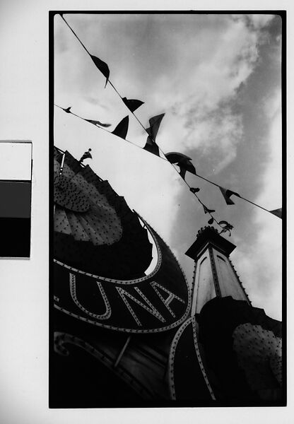 [Luna Park Sign Detail and Carnival Flags, Coney Island, New York], Walker Evans (American, St. Louis, Missouri 1903–1975 New Haven, Connecticut), Film negative 