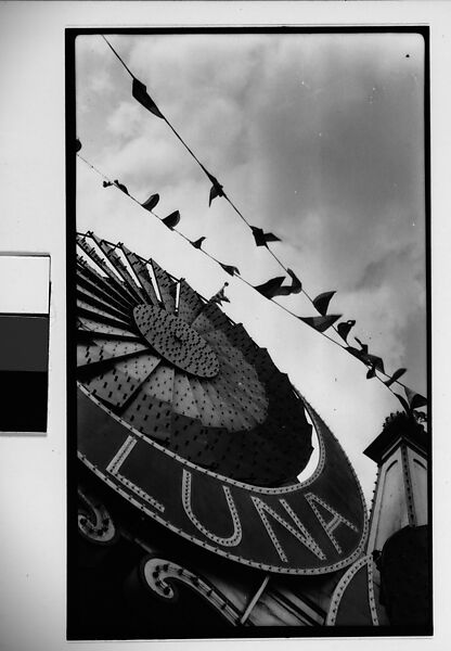 [Luna Park Sign Detail and Carnival Flags, Coney Island, New York], Walker Evans (American, St. Louis, Missouri 1903–1975 New Haven, Connecticut), Film negative 