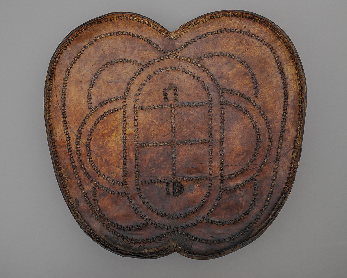 Shield (<i>Adarga</i>), Leather, polychromy, Mexican