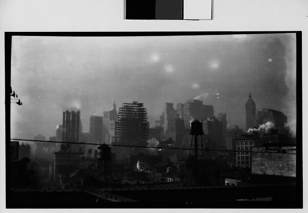 [Manhattan Skyline with Brooklyn Bridge Trussing and Cables, New York City], Walker Evans (American, St. Louis, Missouri 1903–1975 New Haven, Connecticut), Film negative