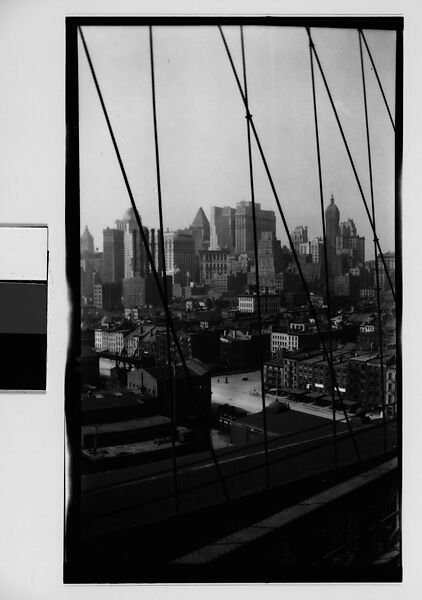 [Manhattan Skyline with Brooklyn Bridge Cables, New York City], Walker Evans (American, St. Louis, Missouri 1903–1975 New Haven, Connecticut), Film negative 