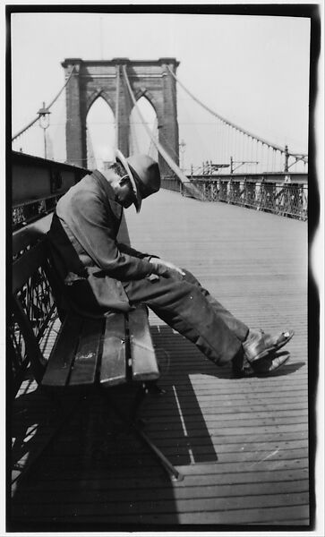 [Man Sleeping on Bench, Brooklyn Bridge, New York City], Walker Evans (American, St. Louis, Missouri 1903–1975 New Haven, Connecticut), Film negative 