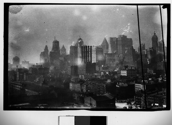 [Manhattan Skyline With Brooklyn Bridge Cables in Foreground, New York City], Walker Evans (American, St. Louis, Missouri 1903–1975 New Haven, Connecticut), Film negative 