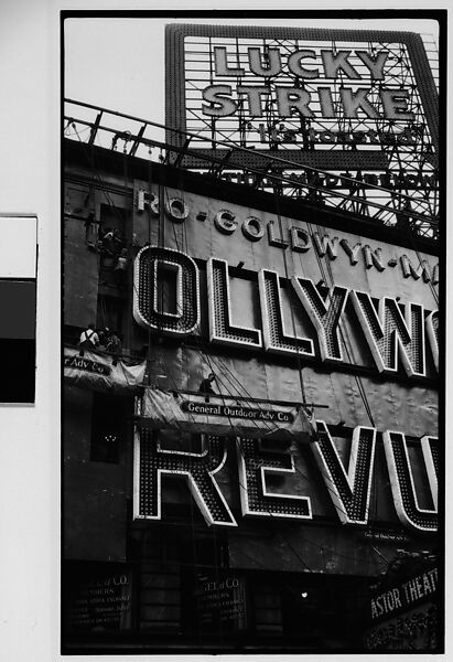 [Workers Mounting Neon Sign for "Hollywood Revue of 1929", Times Square, New York City], Walker Evans (American, St. Louis, Missouri 1903–1975 New Haven, Connecticut), Film negative