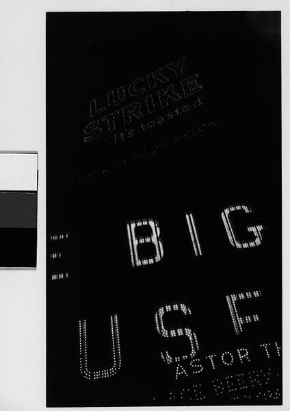 [Neon Signs at Night: "The Big House" and "Lucky Strike" Cigarettes, Times Square, New York City], Walker Evans (American, St. Louis, Missouri 1903–1975 New Haven, Connecticut), Film negative 