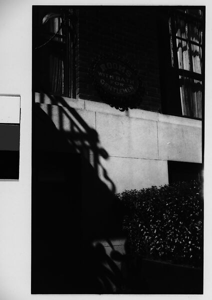 [Sign on Apartment Building Facade: "Rooms with Bath for Gentlemen", New York City], Walker Evans (American, St. Louis, Missouri 1903–1975 New Haven, Connecticut), Film negative 
