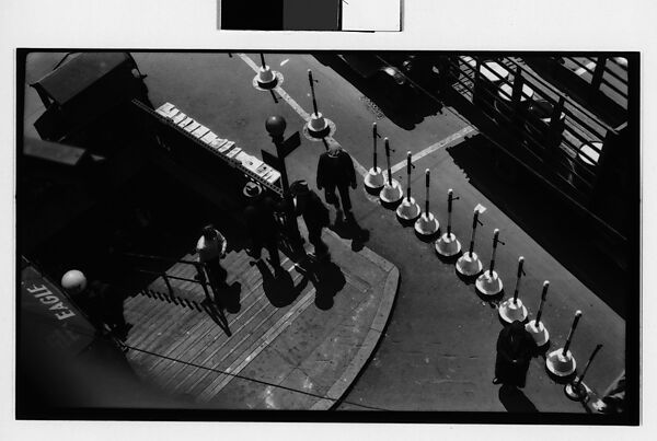 [Pedestrians and Automobiles on Street Outside Borough Hall Subway Entrance, From Above, Brooklyn, New York], Walker Evans (American, St. Louis, Missouri 1903–1975 New Haven, Connecticut), Film negative 