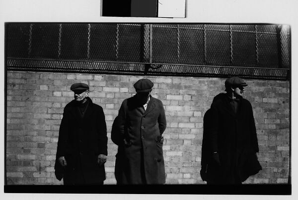 [Men in Hats and Overcoats Standing Against Brick Wall, New York City], Walker Evans (American, St. Louis, Missouri 1903–1975 New Haven, Connecticut), Film negative 