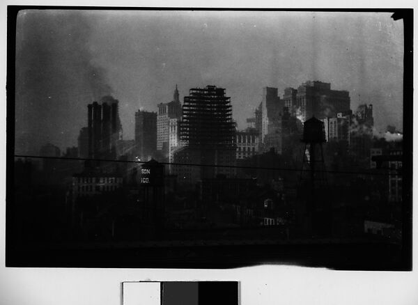 [Manhattan Skyline with Brooklyn Bridge Trussing, New York City], Walker Evans (American, St. Louis, Missouri 1903–1975 New Haven, Connecticut), Film negative