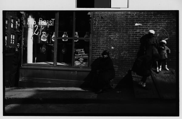 [Woman and Children in Front of Music Store Window Display, New York City], Walker Evans (American, St. Louis, Missouri 1903–1975 New Haven, Connecticut), Film negative 