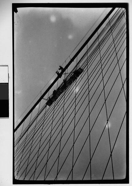 [Workers and Trolley on Cables of Brooklyn Bridge, New York City], Walker Evans (American, St. Louis, Missouri 1903–1975 New Haven, Connecticut), Film negative 