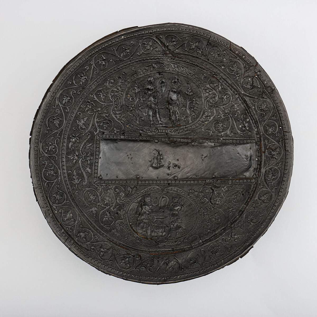 Embossed Shield, Wood, leather, Italian