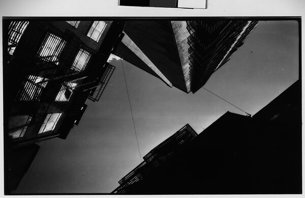 [Architectural Study: View Upwards of Fire Escapes and Balconies at Night, New York City], Walker Evans (American, St. Louis, Missouri 1903–1975 New Haven, Connecticut), Film negative 
