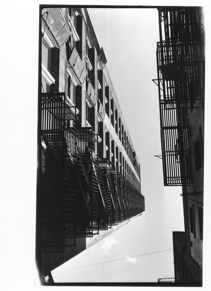 [Architectural Study: View Upwards of Fire Escapes, New York City], Walker Evans (American, St. Louis, Missouri 1903–1975 New Haven, Connecticut), Film negative 