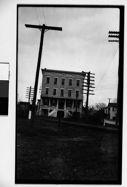 [Bartlett House Hotel, Seen from Across Railroad Tracks, Ghent, New York], Walker Evans (American, St. Louis, Missouri 1903–1975 New Haven, Connecticut), Film negative 