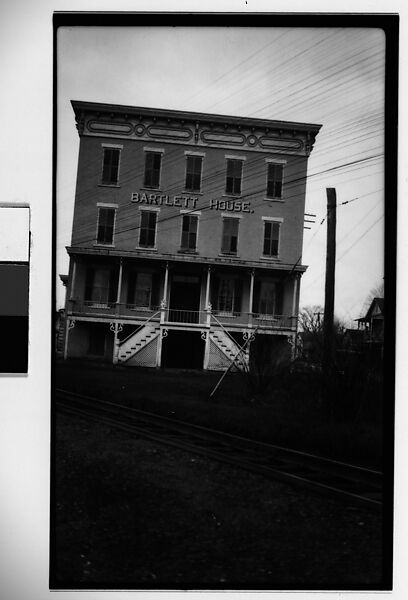 [Bartlett House Hotel, Seen from Across Railroad Tracks, Ghent, New York], Walker Evans (American, St. Louis, Missouri 1903–1975 New Haven, Connecticut), Film negative 