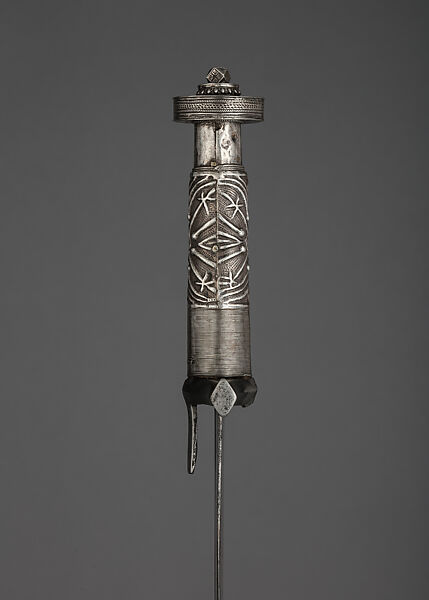 Sword (Kaskara), Steel, silver, wood, hilt, Sudanese; blade, European