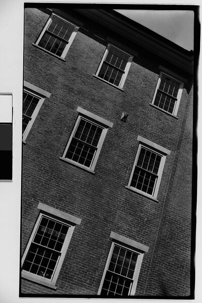[Detail of Brick Mill Façade, Tilted Frame, New England (?)], Walker Evans (American, St. Louis, Missouri 1903–1975 New Haven, Connecticut), Film negative 