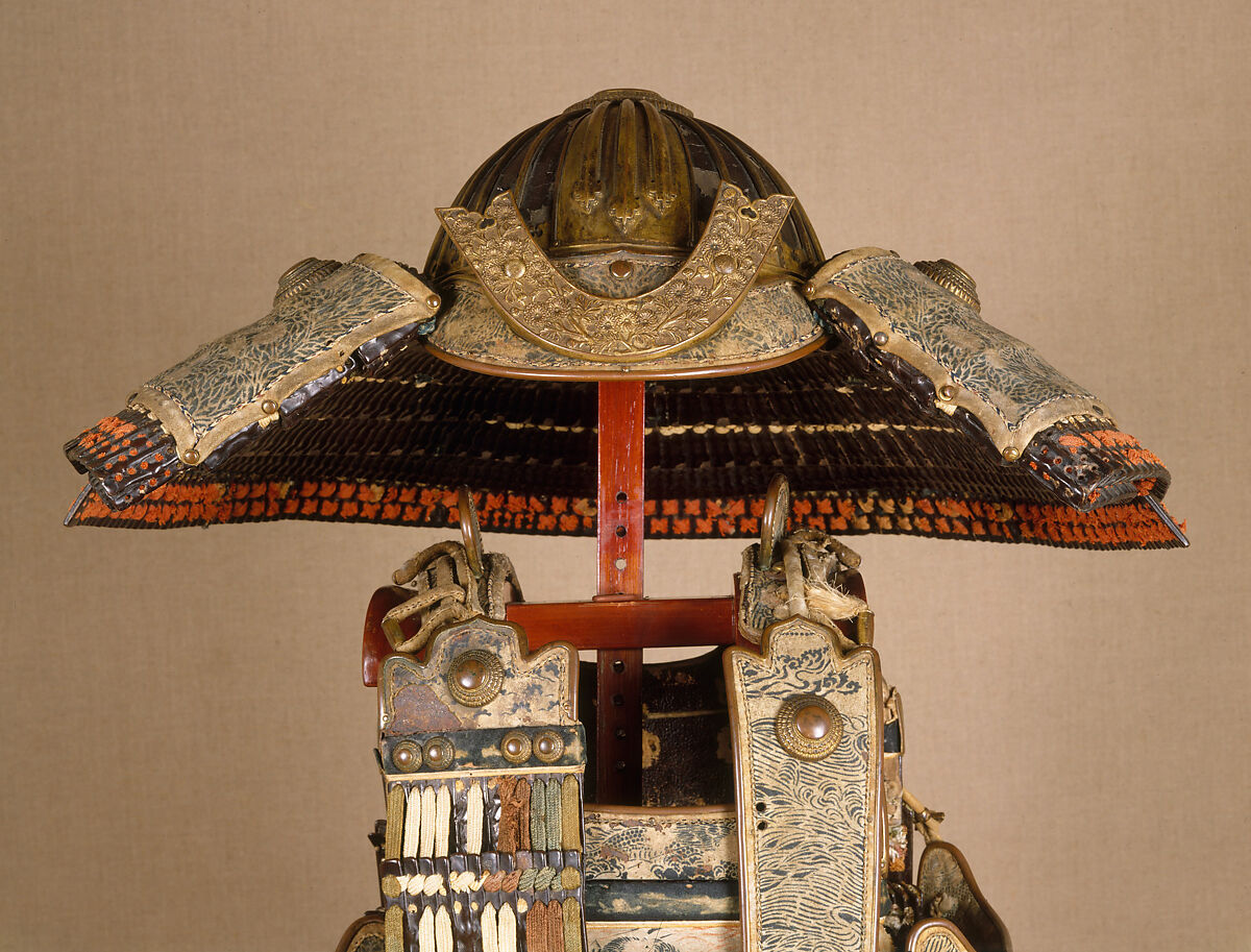 Helmet of Ashikaga Takauji (1305–1358), Iron, lacquer, leather, silk, gilt copper, Japanese 